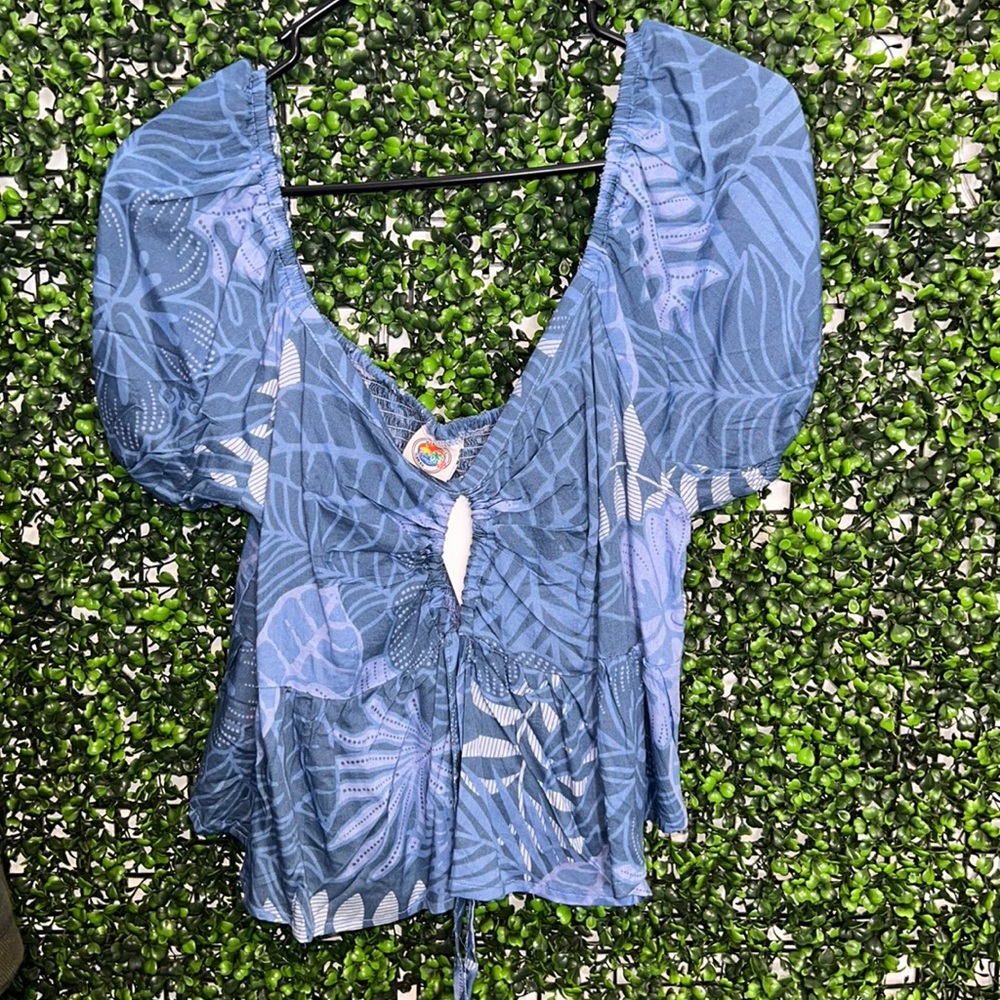 Makai Beach Hawaii Waving Palms Crop Top size XL Hawaiian Wear